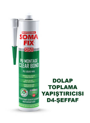 Somafix Poliüretan Şeffaf Montaj Yapıştıcı 310ml (dolap toplama)